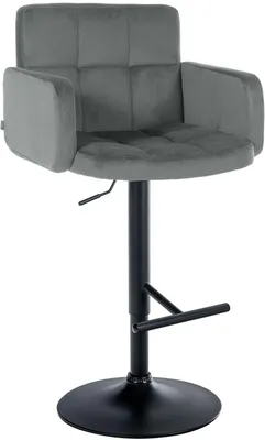 Produktbild von CLP Barhocker Los Angeles Samtbezug höhenverstellbar drehbar bis 150 kg grau Gestell Farbe schwarz