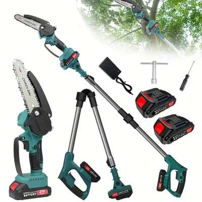 Immagine prodotto di Troncatrice per rami elettrica - 2-in-1, telescopica - Senza fili - Pieghevole - Lame da 15 cm - 2 batterie - Ideale per lavori di giardinaggio