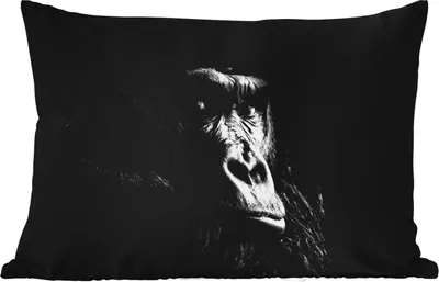 Produktbild von MuchoWow® Outdoor Kissen - Gorilla - Affe - Schwarz - Weiß - Porträt - 60x40 cm - Wetterfest - Lounge Kissen - Zierkissen - Kissen für Innenräume
