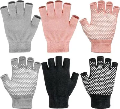 Productafbeelding van Yogahandschoenen Vingerloos - Pilates Handschoenen Krachttraining - Verbeterde Grip - Ademend Zweetvrij - 3 Paar - Niet gespecificeerd