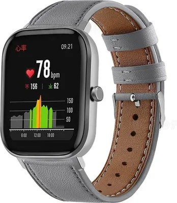 Produktbild von Strap-it Xiaomi Amazfit GTS Armband Leder (Grau)