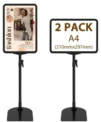 Productafbeelding van Posterstandaard Bordhouder Menubordhouder - Verstelbaar 61 - 83 cm - A4 - Zwart