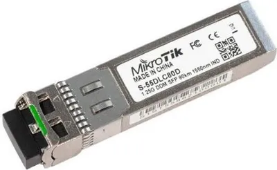 Zdjęcie produktu dla Mikrotik S-55DLC80D, Swiatłowód, 1250 Mbit/s, SFP, SFP, 1550 nm, -40 - 70 °C