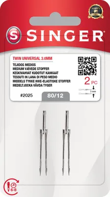 Obrázek produktu pro Singer 2025 - 80/12, 3,0 mm - 2x Jehly do šicích strojů