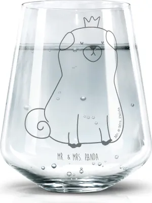 Produktbild von Mr. & Mrs. Panda Becherglas Mops Krone - Transparent - Geschenk, König, Wasserglas, Glas, Sprüche, Dekoglas, Trinkglas, Allergisch, Hund, Königlich, Tumbler