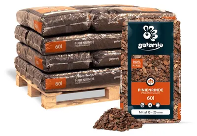 Produktbild von Galamio Rindenmulch Pinie Mittel 60l x 12 Sack 720l 12er Palette