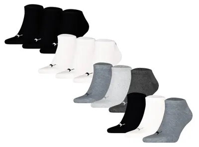 Produktbild von PUMA Uni Sneakersocken, 12er Pack - Sneaker Plain 12P, Logo, einfarbig Weiß/Schwarz/Grau/Schwarz/Weiß/Grau 35-38