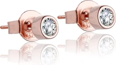 Produktbild von Karisma 1 Paar Damen rosévergoldet Ohrstecker Silber 4mm Zirkonia Stein Weiss HS-ERG53.4RG - Silber Rhodiniert