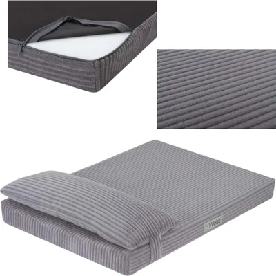 Immagine prodotto di Letto per cani, materasso per cani, Welsti in velluto a coste grigio L 100x70