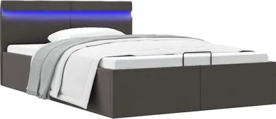 Obrázek produktu pro vidaXL Postel se zásuvkou Hydraulic LED Dark Grey Fabric 140x200 cm