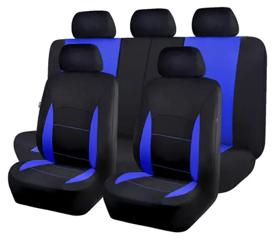 Immagine prodotto di Coprisedile auto universale - Compatibile airbag laterali - Sedile posteriore divisibile - Blu e nero - Set completo