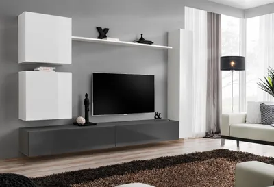 Produktbild von Wohnwand Wandschrank Stil Modern Einrichtung Designer Weiß Regal TV Sideboard