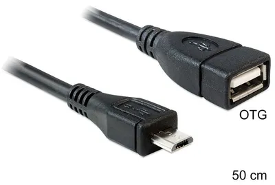 Image de Delock 83183 USB Kabel Delock A -> Micro-B OTG Bu/St 0.50m sw