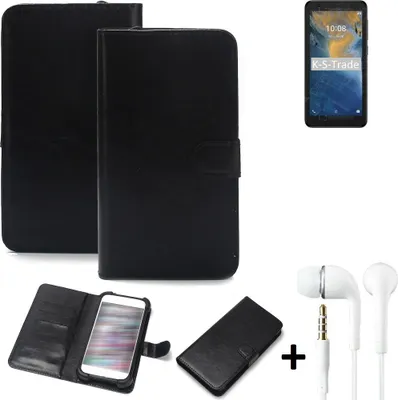 Produktbild von K-S-Trade Wallet Case Handyhülle kompatibel mit ZTE Blade A31 Lite Schutzhülle Flip cover Flipstyle Tasche Hülle Flipcover Slim Bumper schwarz + in