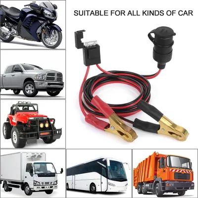 Immagine prodotto di presa accendisigari femmina per auto da 12 V e collegamento a clip a coccodrillo per la batteria Cavo di prolunga di ricarica a morsetto da 2 F