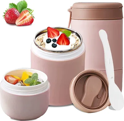 Produktbild von Isolierte Edelstahl-Trinkflasche 730 ml, doppelwandig, auslaufsicher für Porridge & Joghurt, ideal für Arbeit, Schule & Reisen