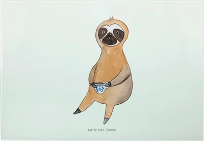 Produktbild von Mr. & Mrs. Panda Schneidebrett Faultier Kaffee - Weiß - Geschenk, faul, Kaffeetasse, Brotzeitplatte, Servierplatte, Coffeelover, Frühstücksbrett, Glas-Schneidebrett, Glas