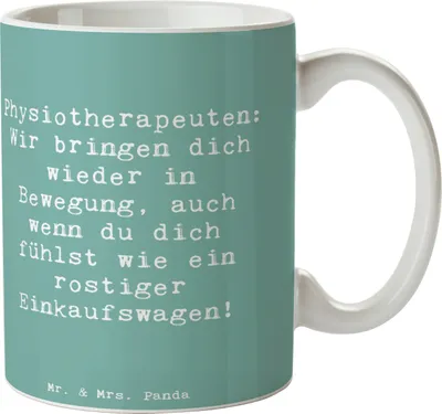 Produktbild von Mr. & Mrs. Panda Teetasse Spruch Physiotherapeut Bewegung - Meeresbrise - Geschenk, Linderung, Berufsgestaltung, Übungen, Kaffeebecher, haferl, Beruf, Schmerzen, Tasse