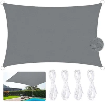 Produktbild von Wasserdichtes Sonnensegel 3 x 5 m - Rechteckiges Schattentuch mit 95% UV-Schutz - Grau für Garten, Balkon und Terrasse