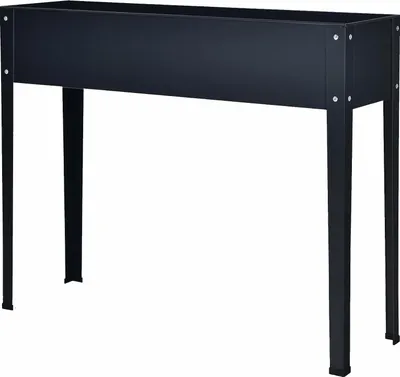 Produktbild von GOPLUS Hochbeet Pflanzkasten mit 2 Abflusslöcher, Blumenbeet aus Verzinktem Stahl, Erhöhtes Gemüsebeet, Kräuterhochbeet, Schwarz, 101 × 31 × 80 cm