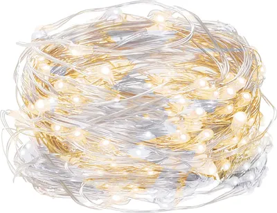 Obrázok produktu pre SPRINGOS Drôtená svetelná reťaz so 100 LED diódami s dĺžkou 1000 cm studená biela, teplá biela, napájaná batériami Vnútorná vianočná dekorácia Deco osvetlenie