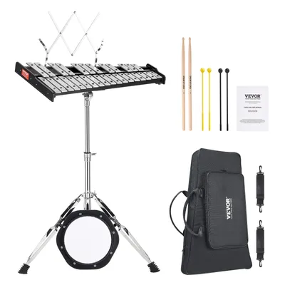 Immagine prodotto di VEVOR set xilofono glockenspiel con 30 note, strumento a percussione professionale con mazze, bacchette, leggio, tappetino per esercitazioni da 8 pollici, supporto regolabile e borsa per il trasporto per studenti e adulti