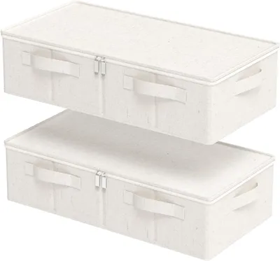 Obrázok produktu pre Úložný box pod posteľ 60x30x15 cm, ľan, béžová, pre oblečenie