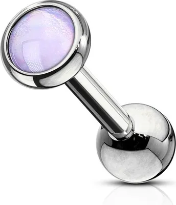 Produktbild von Tragus Helix Cartilage Ohr Piercing Stecker Epoxid Chirurgenstahl Autiga® silber-lila