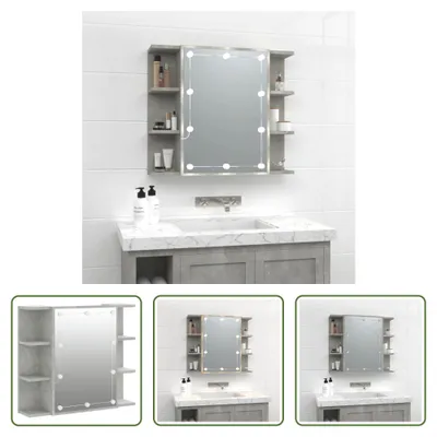 Produktbild von The Living Store Spiegelschrank mit LED Betongrau 70x16,5x60 cm
