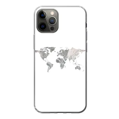 Produktbild von MuchoWow® Handyhülle Schutzhülle Hülle für iPhone 12 Pro Weltkarte - Muster - Schwarz Silikon Softcase Handy Hülle - Abdeckung
