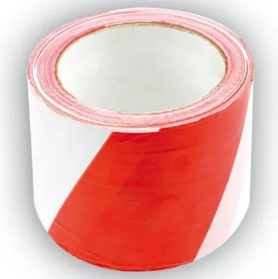 Image de Ruban d'avertissement rouge et blanc 75 mm x 100 m