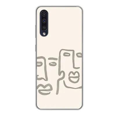 Produktbild von MuchoWow® Handyhülle Schutzhülle Hülle für Samsung Galaxy A50 Gesicht - Abstrakt - Strichzeichnung Silikon Softcase Handy Hülle - Mobiltelefonhülle