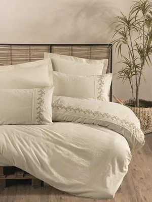 Produktbild von L'Essentiel Linge de Maison, Darian, Doppel-Bettbezug-Set, Creme, 25 % LEINEN / 75 % BAUMWOLLE, 200 x 220 cm