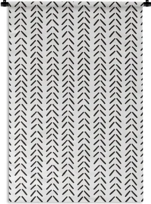 Produktbild von MuchoWow® Wandteppich Wandbehang Muster - Streifen - Schwarz 60x90 cm Tapisserie Dekoration Wandtuch - Foto-Teppich - Abwaschbar