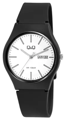 Produktbild von Q&Q Uniuhr mit Silikonarmband in schwarz, 10 Bar wasserdicht