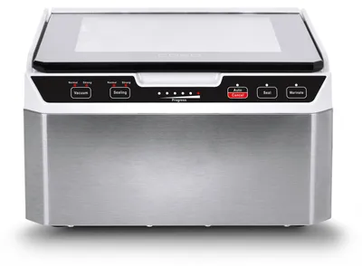 Produktbild von Caso VacuChef 40 - Kammervakuumierer aus Edelstahl, 3L Vakuumkammer 70 Liter/Minute, doppelte Schweißnaht, einstellbare Vakuum- und Schweißzeit, 1417