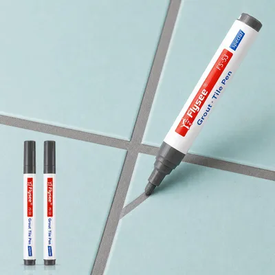 Produktbild von 2-er Set Fugenstift GRAU, wasserfester Fugenmarker zum Auffrischen & Reparieren von Fliesenfugen, schnell trocknend, ideal für Bad, Küche & WC, H0126