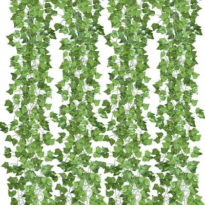 Obrázek produktu pro Umělá popínavá rostlina - 2,4 m - 12 kusů - umělá živá stěna - pro použití v interiéru i exteriéru - 80 listů - dekorace do domu, zahrady, na svatbu - umělá rostlina