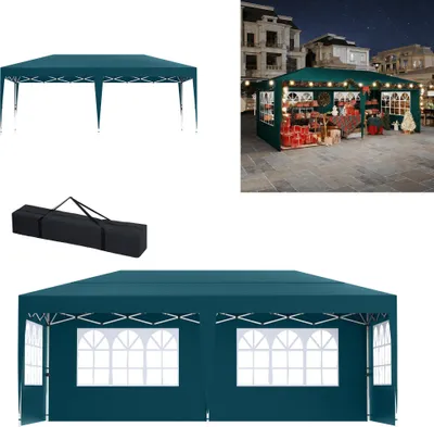 Obrázok produktu pre XMTECH skladací pavilón 3x6 m, vodotesný, s UV ochranou, s nastaviteľnou výškou, skladací párty stan, záhradný stan, vonkajší stan s taškou na prenášanie, zelený