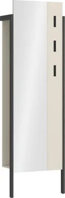 Produktbild von Flur Garderobenelement mit 59 cm Breite in kaschmir mit dunkelgrau, Spiegel, Kleiderstange, Haken - SLANO-129