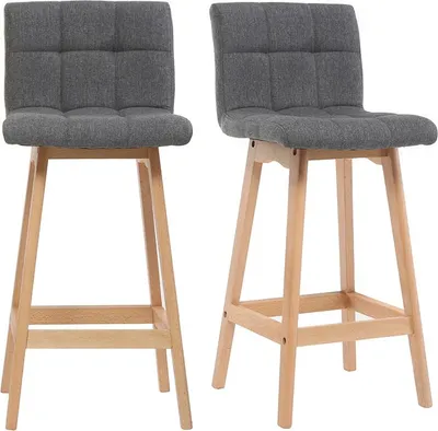 Produktbild von Miliboo - Design-Barhocker Holz und Dunkelgrau 65 cm 2 Stck. KLARIS