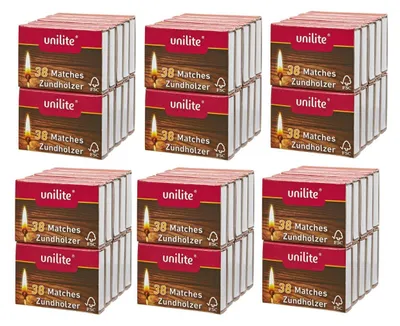 Produktbild von 60 Schachteln Unilite Zündhölzer Streichhölzer Zündholzschachtel Hölzer