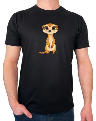 Produktbild von Huuraa Herren T-Shirt Erdmännchen Comic S Black Bio Baumwolle Fairtrade Herrenshirt Geschenkidee