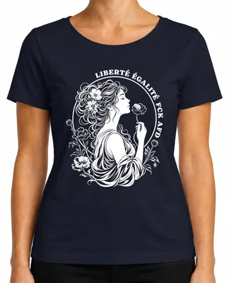 Produktbild von Liberté Égalité For All Statement Sarkasmus Damen T-Shirt, Navy, L