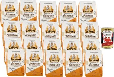 Produktbild von Italian Gourmet Vollkorn Weizenmehl – 20 x 1kg Vorteilspack Whole Wheat Flour für Brot, Pizza, Focaccia, Pasta & Backen + Italian Gourmet Polpa