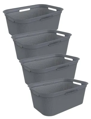 Produktbild von Rotho 4er Set Wäschekorb 41L Brisen - Wäschesammler - Wäsche Korb 59,6 x 39,6 x 31,3 cm - Wäschebox Kunststoff - Aufbewahrungskorb Wäschebehälter