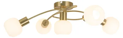 Produktbild von Deckenleuchten - 5er Spot Deckenleuchte "LEARTA" L: 63cm, Deckenlampe im Vintage Style, aus Metall und Glas in messingmatt, 63 x 38 x 21 cm, E14-Fassung