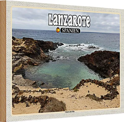 Produktbild von Holzschild Reise 30x20cm Lanzarote Spanien Charco del Palo Ort