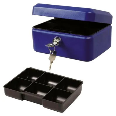 Produktbild von Geldkassette aus Metall, 8 x 15,2 x 11,5 cm, Blau