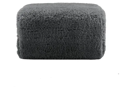Image de Pouf en peluche, pouf rembourré moelleux, idéal comme repose-pieds pour canapés, 80 x 75 x 42 cm, gris